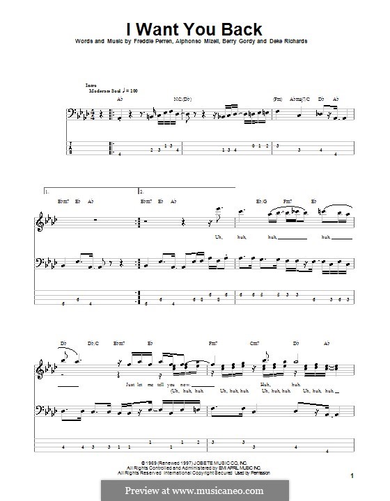 I Want You Back (The Jackson 5): para baixo com guia by Alphonso Mizell, Berry Gordy, Deke Richards, Freddie Perren