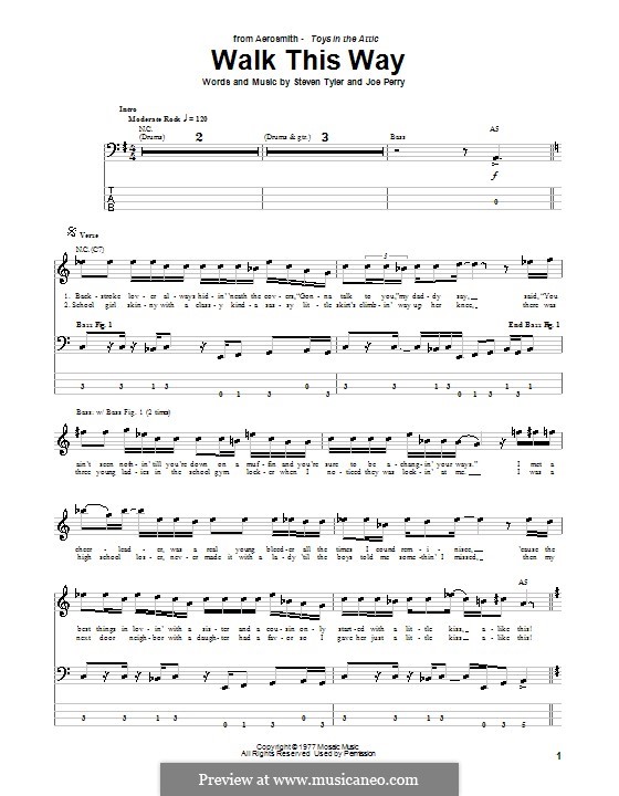 Walk This Way (Aerosmith and Run D.M.C.): para baixo com guia by Joe Perry, Steven Tyler