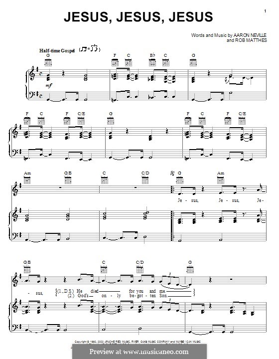 Jesus, Jesus, Jesus: Para vocais e piano (ou Guitarra) by Rob Mathes