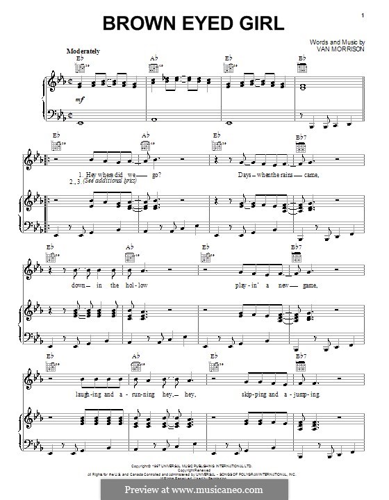 Vocal version: Para vocais e piano (ou Guitarra) by Van Morrison