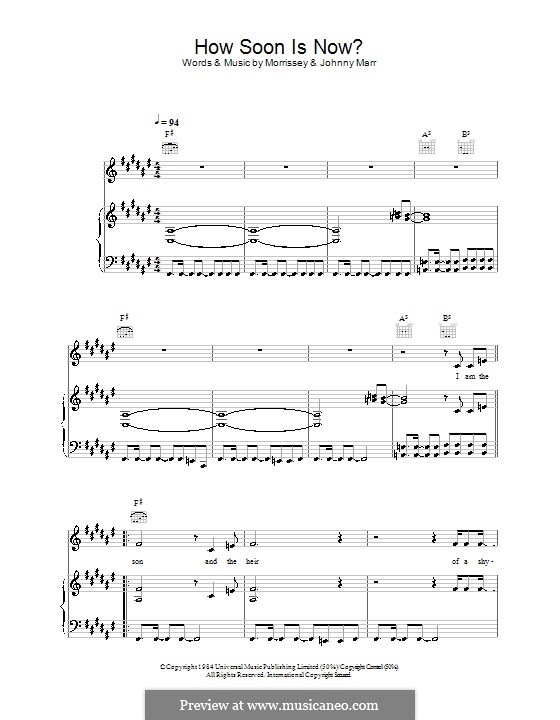 How Soon is Now?: Para vocais e piano (ou Guitarra) by Morrissey, Johnny Marr