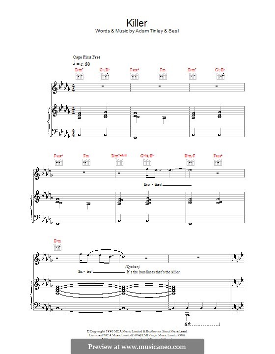 Killer: Para vocais e piano (ou Guitarra) by Seal