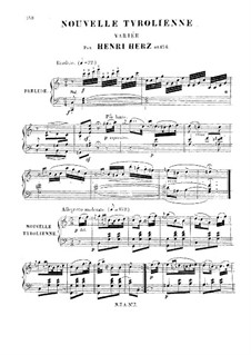 Nouvelle Tyrolienne. Variations, Op.154: Para Piano by Henri Herz