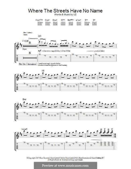 Where the Streets Have no Name: Para Guitarra by U2