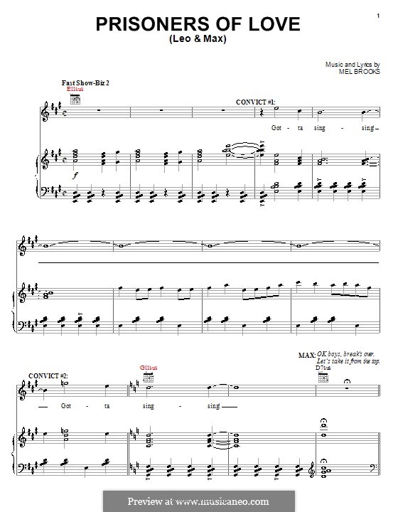 Prisoners of Love (Leo & Max): Para vocais e piano (ou Guitarra) by Mel Brooks