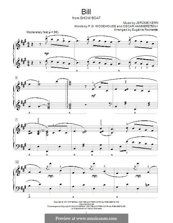 Bill: Para Piano by Jerome Kern