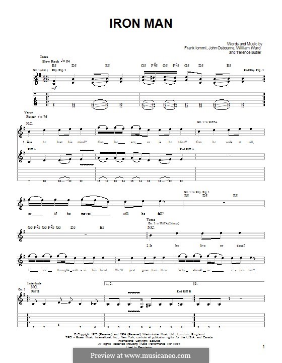 Iron Man (Black Sabbath): Para guitarra (versão facil) by Geezer Butler, Ozzy Osbourne, Tony Iommi, Bill Ward