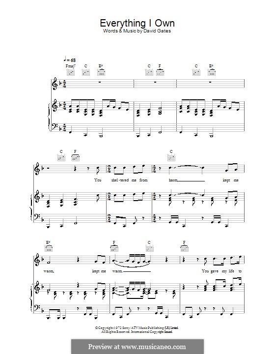 Everything I Own (Bread) por D. Gates Partituras on músicaNeo