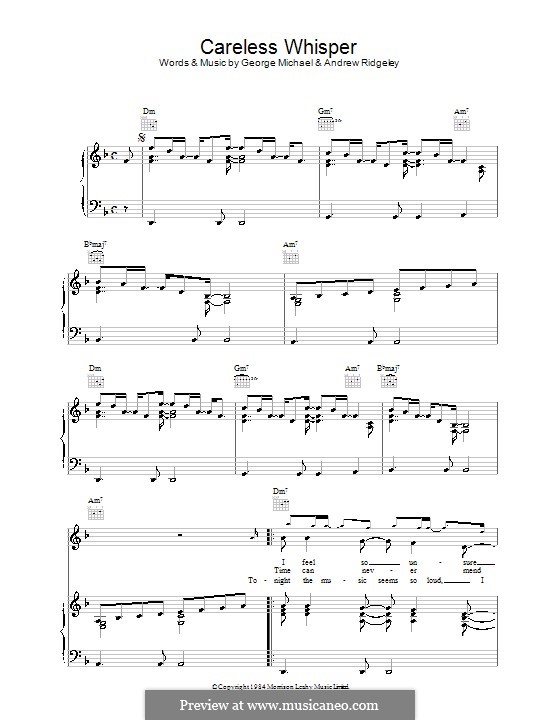 Careless Whisper: Para vocais e piano (ou Guitarra) by Andrew Ridgeley, George Michael