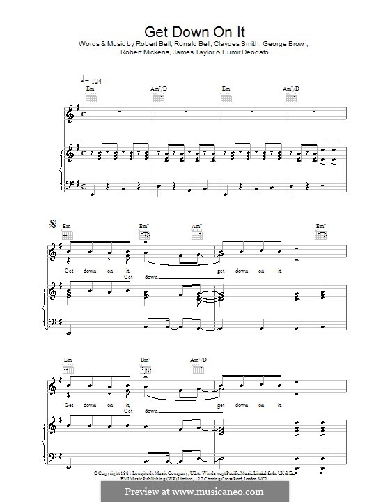 Get Down On It (Kool and The Gang): Para vocais e piano (ou Guitarra) by James Taylor, Charles W. Smith, Eumir Deodato, George Brown, Robert Bell