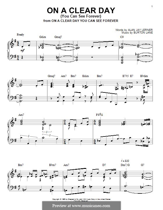On a Clear Day (You Can See Forever): Para Piano by Burton Lane