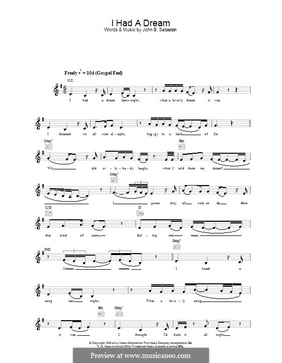 I Had a Dream (Joss Stone): melodía,letras e acordes by John B. Sebastian