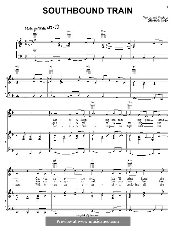 Southbound Train (Crosby, Stills & Nash): Para vocais e piano (ou Guitarra) by Graham Nash