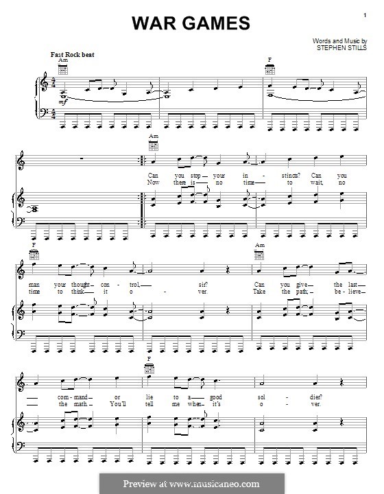 War Games (Crosby, Stills & Nash): Para vocais e piano (ou Guitarra) by Stephen Stills