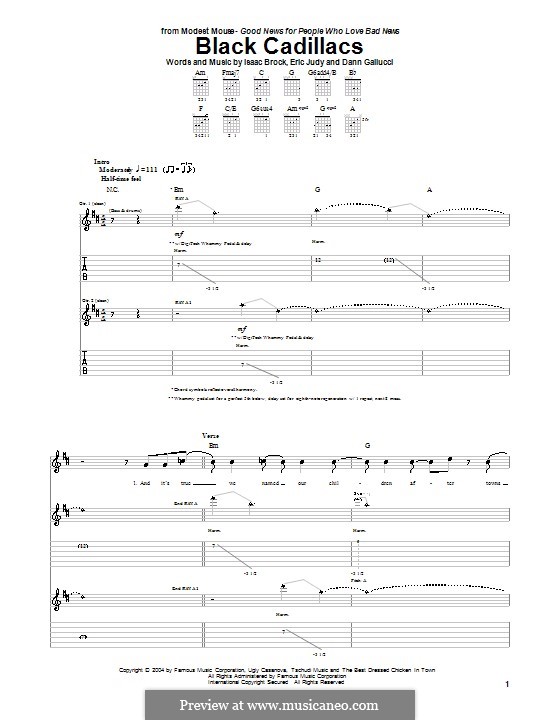 Black Cadillacs (Modest Mouse): Para guitarra com guia by Dann Gallucci, Eric Judy, Isaac Brock