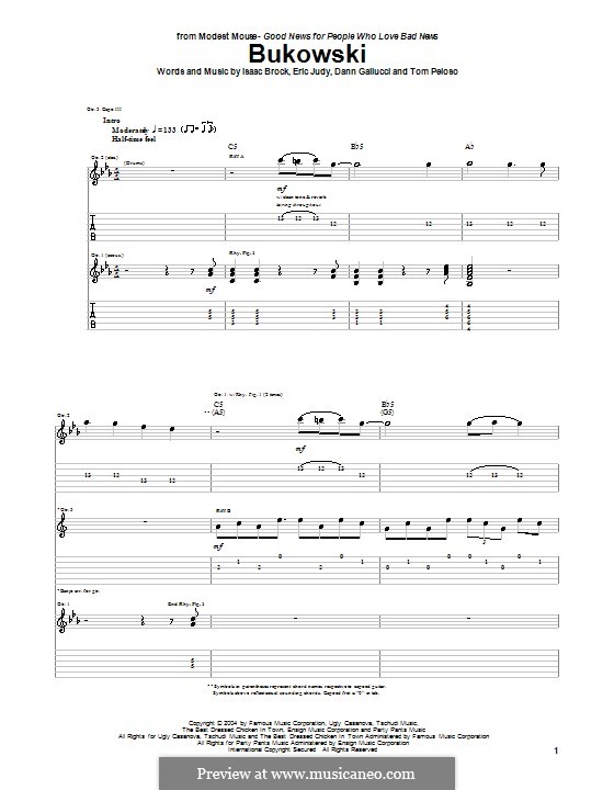 Bukowski (Modest Mouse): Para guitarra com guia by Dann Gallucci, Eric Judy, Isaac Brock, Tom Peloso