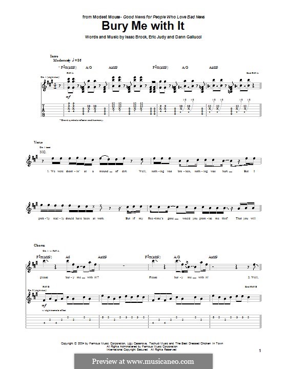 Bury Me with It (Modest Mouse): Para guitarra com guia by Dann Gallucci, Eric Judy, Isaac Brock