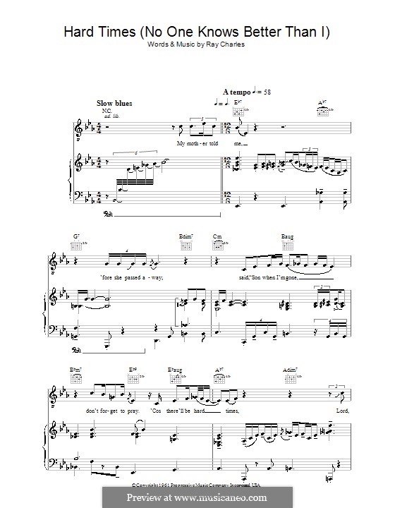 Hard Times: Para vocais e piano (ou Guitarra) by Ray Charles