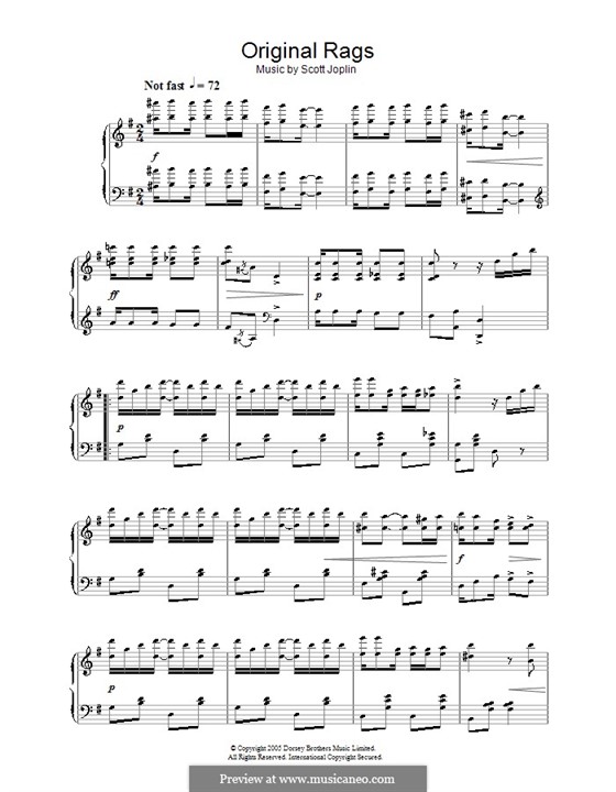 Original Rags: Para Piano by Scott Joplin