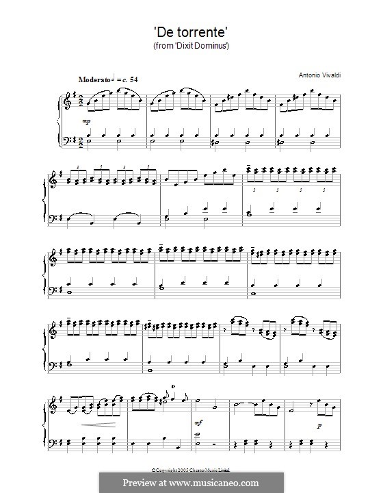 De torrente (from Dixit Dominus): Para Piano by Antonio Vivaldi
