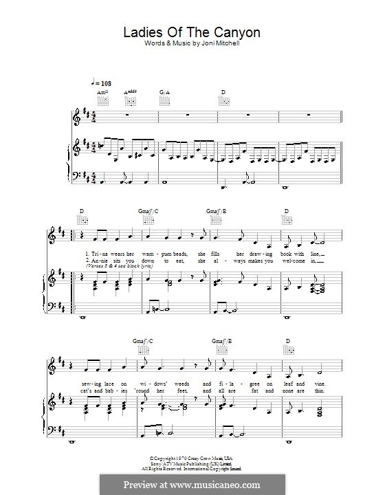 Ladies of the Canyon: Para vocais e piano (ou Guitarra) by Joni Mitchell