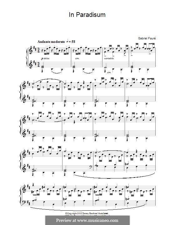 Movement VII 'In Paradisum': Para Piano by Gabriel Fauré