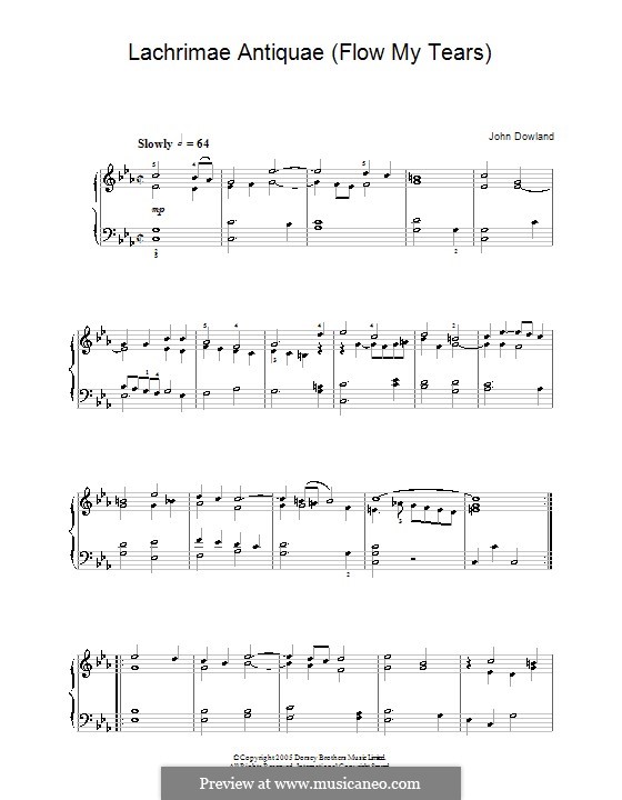 Flow My Tears (Lachrimae Antiquae): Para Piano by John Dowland