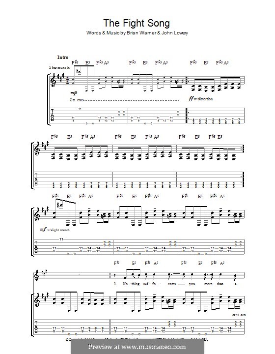 The Fight Song (Marilyn Manson): Para guitarra com guia by Brian Warner, John Lowery