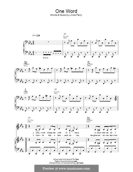 One Word (Kelly Osbourne): Para vocais e piano (ou Guitarra) by Linda Perry
