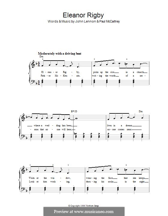 Piano version: Easy notes by John Lennon, Paul McCartney