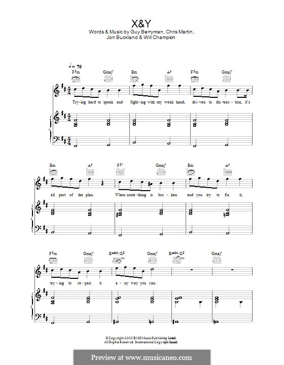 X&Y (Coldplay): Para vocais e piano (ou Guitarra) by Chris Martin, Guy Berryman, Jonny Buckland, Will Champion