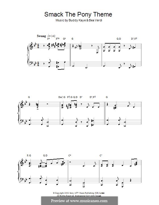 Smack the Pony Theme: Para Piano by Buddy Kaye