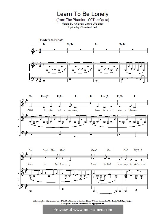Learn to be Lonely: Para vocais e piano (ou Guitarra) by Andrew Lloyd Webber
