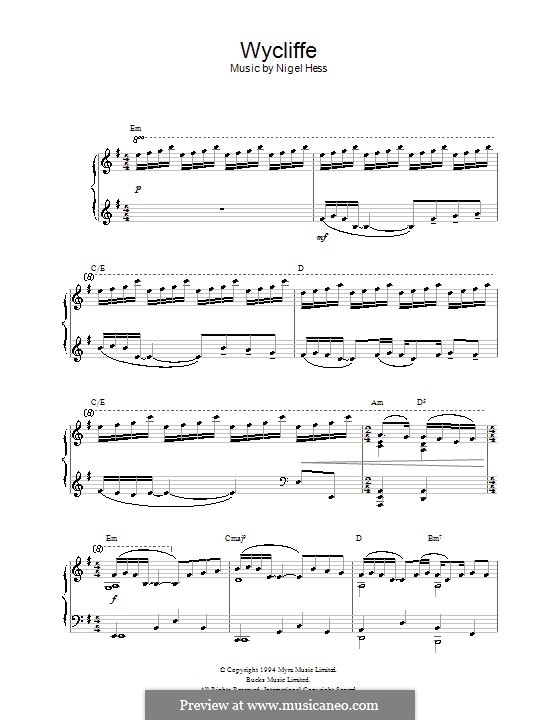 Theme from Wycliffe: Para Piano by Nigel Hess