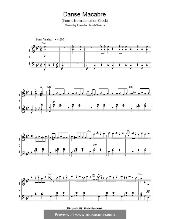 Danse macabre (The Dance of Death), Op.40: para piano (com acordes) by Camille Saint-Saëns