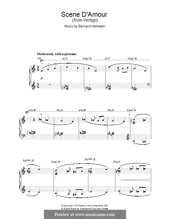 Scene d'Amour (from Vertigo): Facil para o piano by Bernard Herrmann