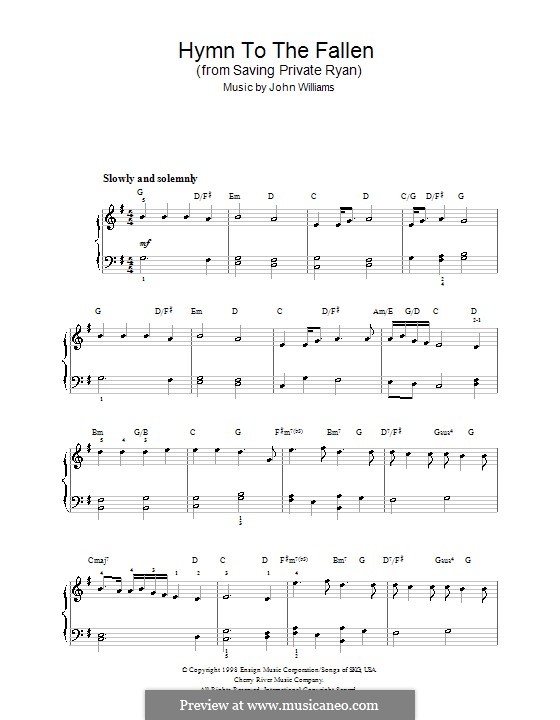 Hymn to the Fallen (from Saving Private Ryan): Facil para o piano by John Williams