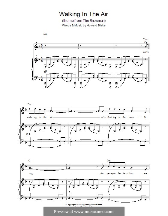 Walking in the Air: Para vocais e piano (ou Guitarra) by Howard Blake