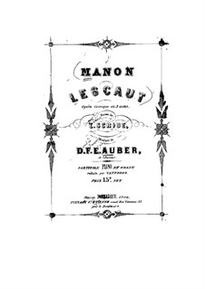 Manon Lescaut: Partitura Piano-vocal by Daniel Auber