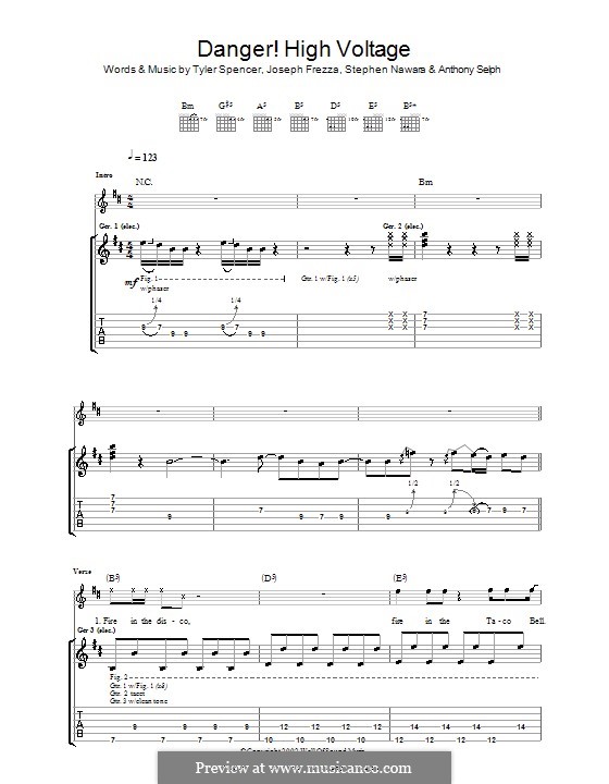 Danger! High Voltage (Electric Six): Para guitarra com guia by Anthony Selph, Joseph Frezza, Stephen Nawara, Tyler Spencer