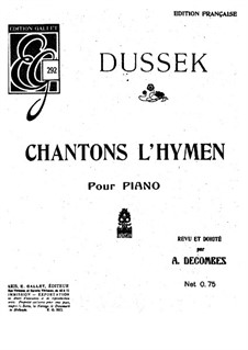 Chantons l'hymen: Chantons l'hymen by Jan Ladislav Dussek