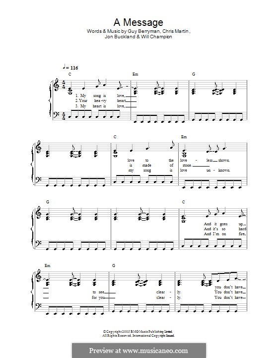 A Message (Coldplay): Facil para o piano by Chris Martin, Guy Berryman, Jonny Buckland, Will Champion