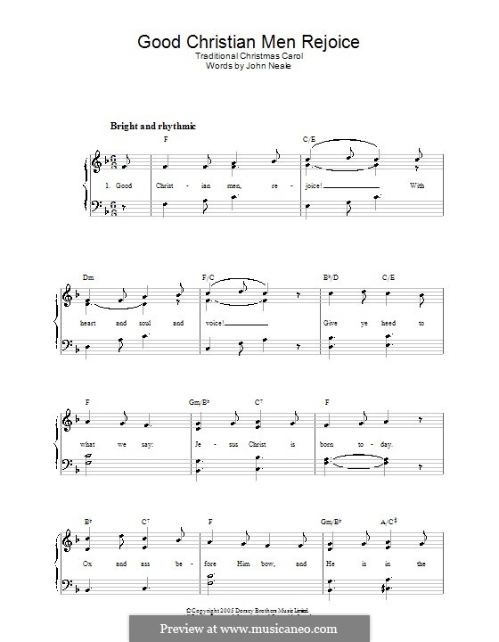 Good Christian Men, Rejoice: Facil para o piano by folklore
