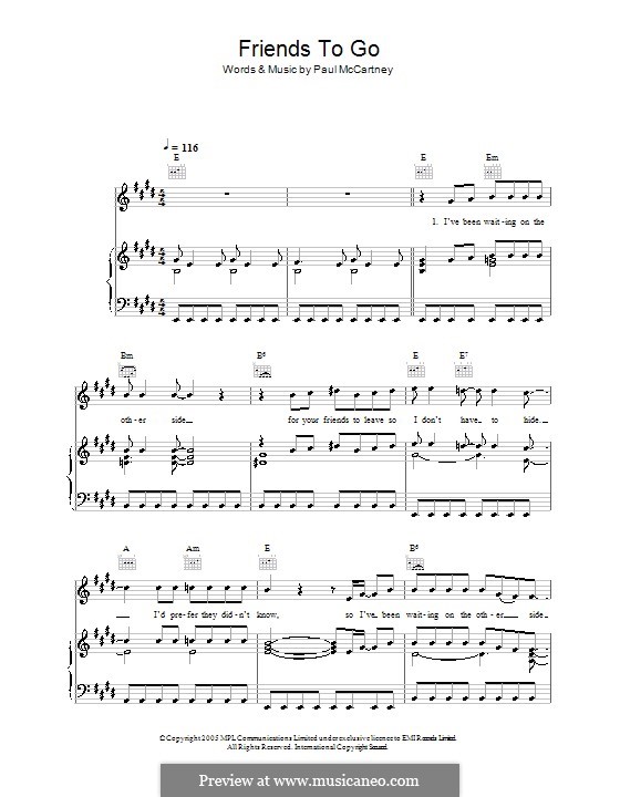 Friends To Go: Para vocais e piano (ou Guitarra) by Paul McCartney