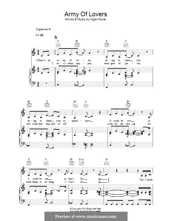 Army of Lovers: Para vocais e piano (ou Guitarra) by Nigel Hoyle