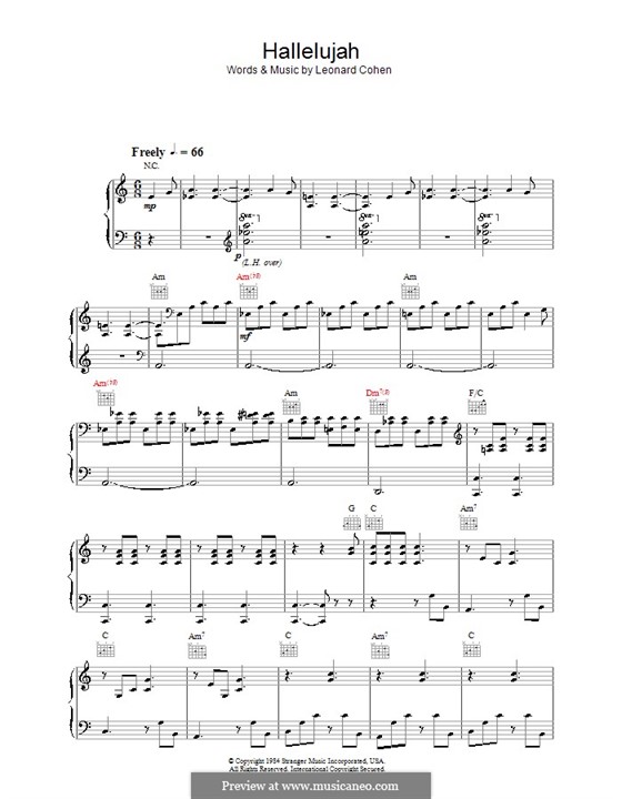 Vocal version: Para voz e piano ou guitarra (A menor) by Leonard Cohen