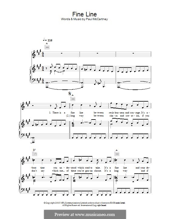Fine Line: Para vocais e piano (ou Guitarra) by Paul McCartney