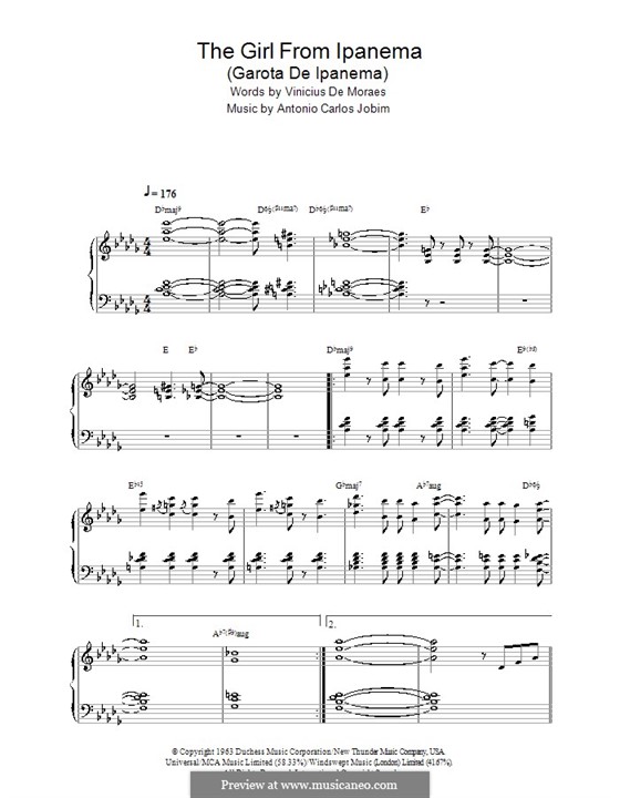 Piano version: Com coros by Antonio Carlos Jobim