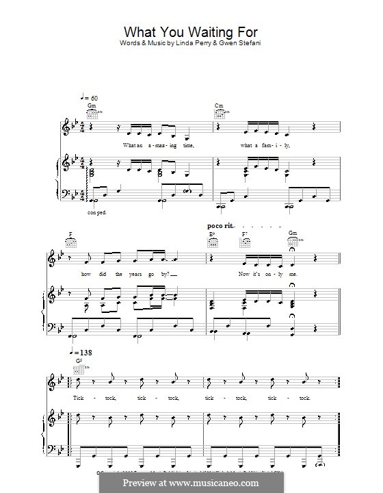 What You Waiting for?: Para vocais e piano (ou Guitarra) by Gwen Stefani, Linda Perry