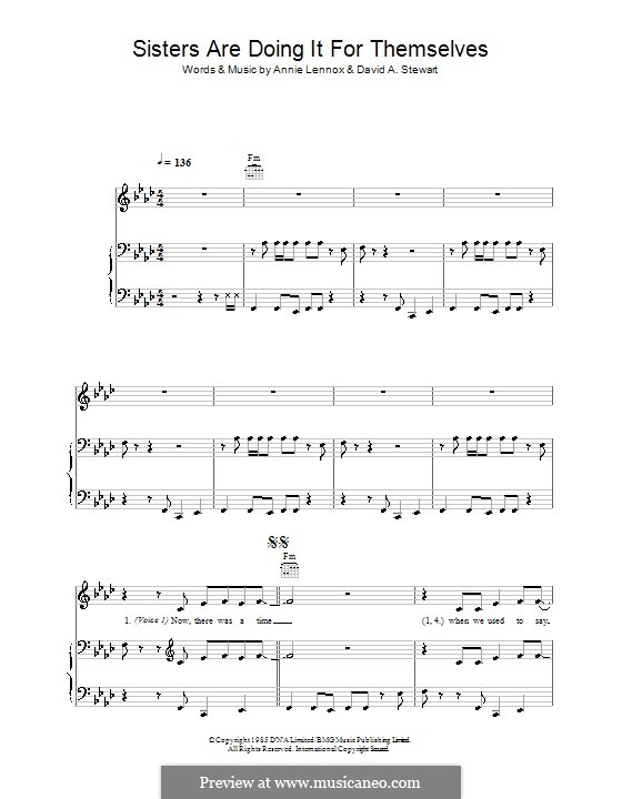 Sisters are Doing it for Themselves (Eurythmics): Para vocais e piano (ou Guitarra) by Annie Lennox, David A. Stewart
